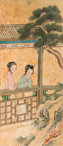 <b>SIX PAINTINGS WITH BEUTIES AT VARIOUS DAILY ACTIVITIES</b>