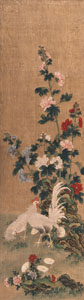 <b>A SET OF FIVE ANONYMOUS BIRD AND FLOWER PAINTINGS DEPICTING PAIRS OF BIRD WITH FLOWERING PERENNIALS</b>