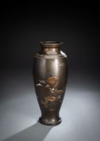 <b>A GOOD LOTUS AND EGRETS IROE-TAKAZOGAN BRONZE  VASE</b>