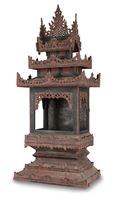 <b>A LARGE RED AND BLACK WOOD HOUSE TEMPLE</b>