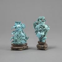 <b>TWO TURQUOISE FLORAL RELIEF SNUFFBOTTLES</b>