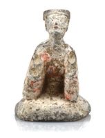 <b>A PAINTED POTTERY FIGURE OF A KNEELING MAN</b>