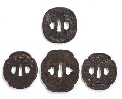 <b>FOUR LARGE IRON TSUBA</b>