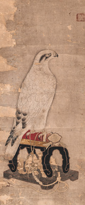 <b>AN ANNONYMOUS PAINTING OF A FALCON, INK AND COLOUR ON PAPER</b>