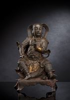 <b>Bronze des Zhenwu auf einem Podest mit der Schlange und der Schildröte sitzend</b>
