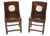 <b>A PAIR OF STONE-INLAID HARDWOOD CHAIRS</b>