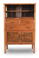 <b>A TWO-DOOR AND THREE-DRAWER WOOD CABINET</b>