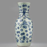 <b>A CELADON-GROUND PORCELAIN FLOOR VASE WITH UNDERGLAZE-BLUE DECORATION</b>
