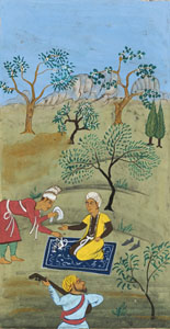 <b>A COLOURIZED  BOOK PAGE WITH FIGURAL SCENE</b>