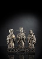 <b>A SILVER GROUP OF THE THREE STAR GODS  AND A LITTLE BOY</b>