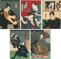 <b>VARIOUS ARTISTS: FIVE COLOURED WOODBLOCK PRINTS BY UTAGAWA KUNIYOSHI (1798-1861) AND OTHERS</b>