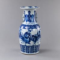 <b>A BLUE AND WHITE LITERARY SCENE PORCELAIN VASE</b>