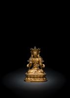 <b>A GILT-BRONZE FIGURE OF A BODHISATTVA, POSSIBLY KSHITIGHARBA</b>