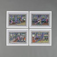 <b>TWELVE PITH PAINTINGS DEPICTING GENRE SCENES OF MANCHU OFFICIAL FAMILIES</b>