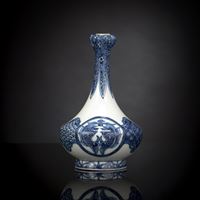 <b>A BLUE AND WHITE DRAGON FISH VASE BY MAKUZU KOZAN</b>