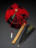 <b>A MANDCHU MEN'S OFFICIAL WINTER HAT WITH HAT FEATHER AND TWO JADE FEATHER SLEEVES</b>