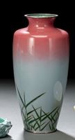 <b>A RED-BLUE-GREY COLORED BAMBOO CLOISONNÉ VASE</b>