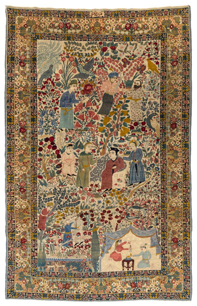 <b>A FINE SIGNED FIGURAL TABRIZ CARPET</b>