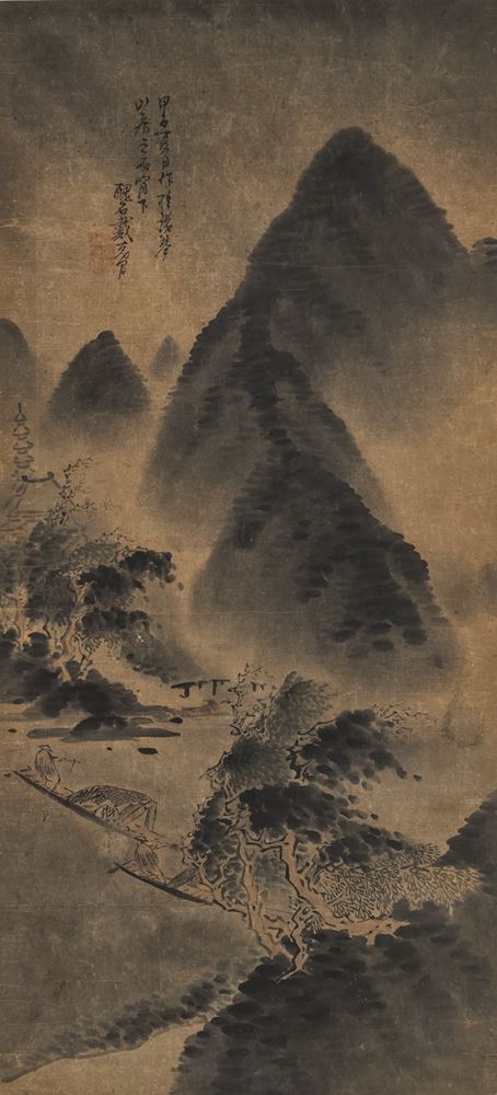 <b>DAI KECHANG (CA. 1806-?) - INK LANDSCAPE WITH TWO FISHING BOATS</b>