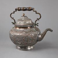 <b>A LARGE COPPER JUG, SILVER PLATED</b>