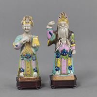 <b>TWO POLYCHROME PORCELAIN DAOIST FIGURES</b>