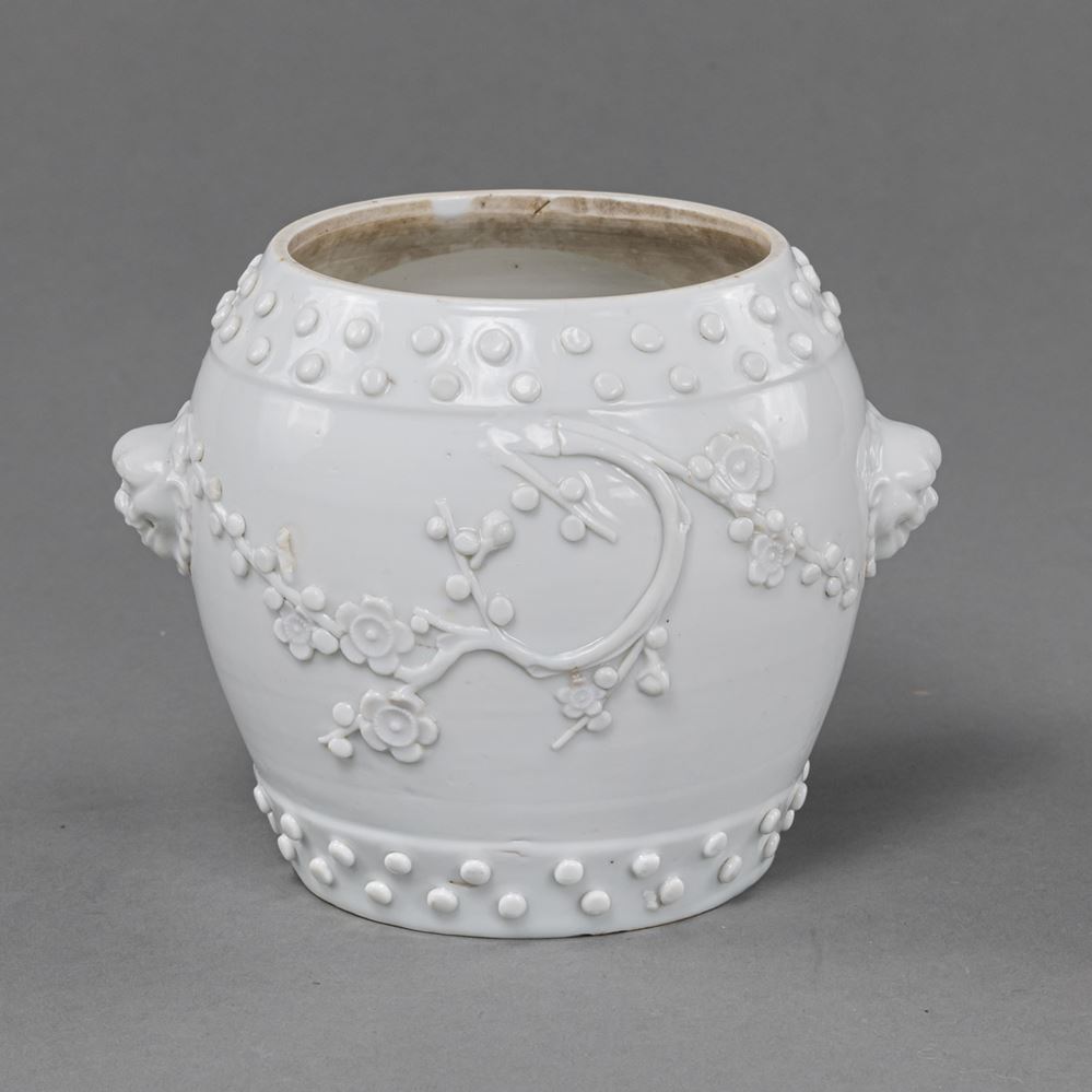<b>A BLANC-DE-CHINE PRUNUS RELIEF VASE</b>