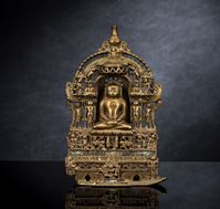 <b>A SILVER-INLAID BRONZE JAIN SHRINE</b>