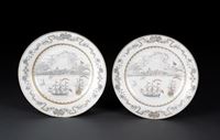 <b>A PAIR OF GRISAILLE 'CAPE OF GOOD HOPE' PLATES</b>