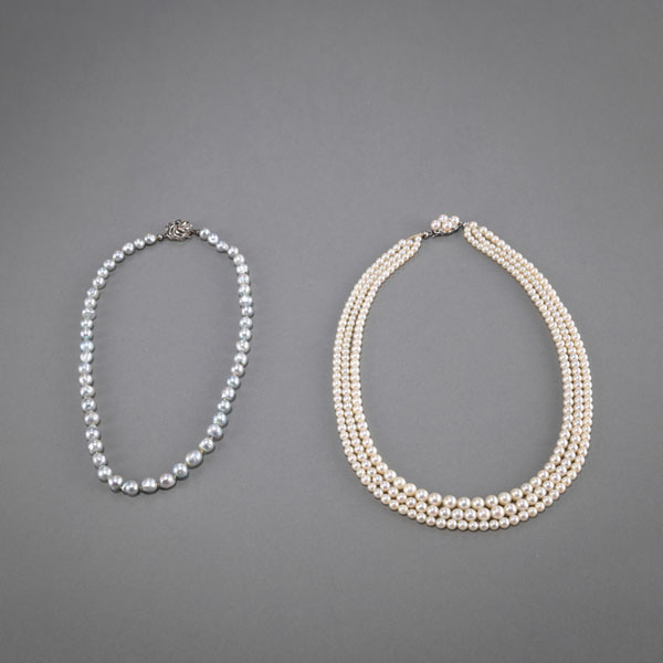 <b>TWO CULTURED PEARL NECKLACES</b>