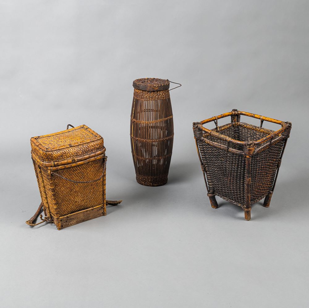 <b>A GROUP OF FOUR WOVEN BASKETS</b>
