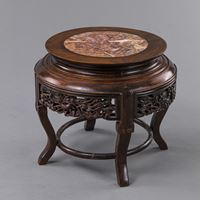 <b>A STONE-INLAID CARVED WOOD VASE STAND</b>