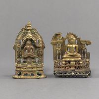 <b>TWO SILVER-INLAID BRONZE JAIN SHRINES WITH ENGRAVED INSCRIPTIONS ON THE REVERSE</b>