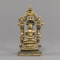 <b>AN INSCRIBED JAIN ALTAR  BRONZE FIGURE PROBABLY OF PARSHVANATHA</b>