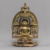 <b>AN INSCRIBED SILVER AND COPPER-INLAID BRONZE JAIN SHRINE</b>