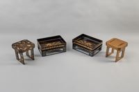 <b>TWO LACQUER TRAYS AND TWO PRESENTATIONAL STANDS</b>