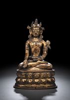 <b>Feine und frühe Figur des Avalokiteshvara auf einem Lotus</b>