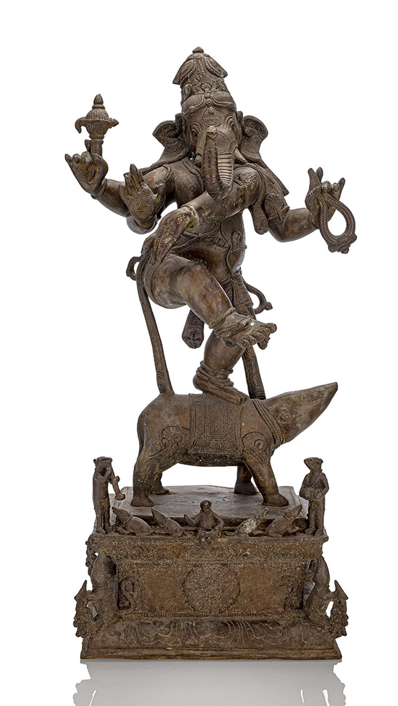 <b>Bronze des Ganesha auf einer Ratte tanzend</b>