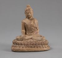 <b>A CLAY FIGURE OF BUDDHA SHAKYAMUNI</b>