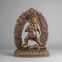 <b>A PARCEL-GILT BRONZE FIGURE OF VAISHRAVANA</b>
