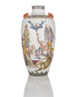 <b>A FAMILLE ROSE 'GUANYIN AND EIGHT LUOHAN' PORCELAIN VASE</b>