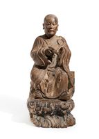 <b>A FINE WOOD FIGURE OF A LUOHAN</b>