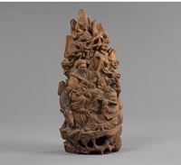 <b>A BAMBOO CARVING OF A SCHOLAR ON A DONKEY WITH ATTENDANT</b>