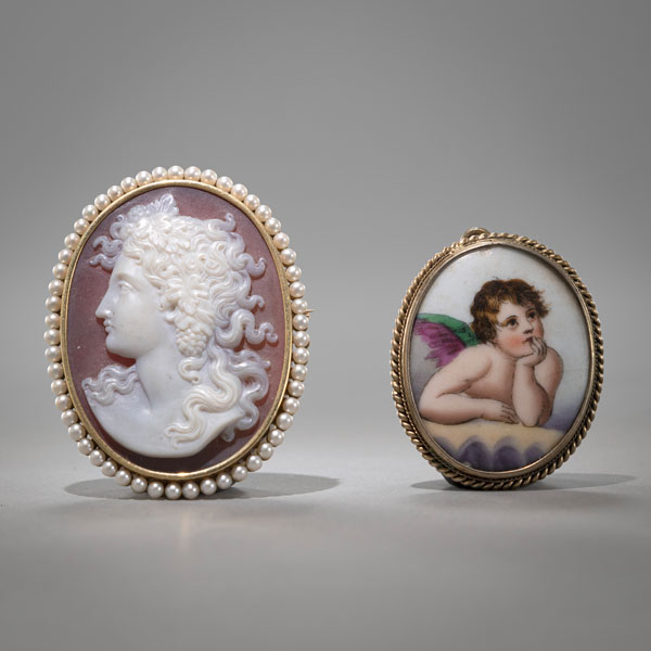 <b>TWO BROOCHES - ONE WITH CAMEO</b>