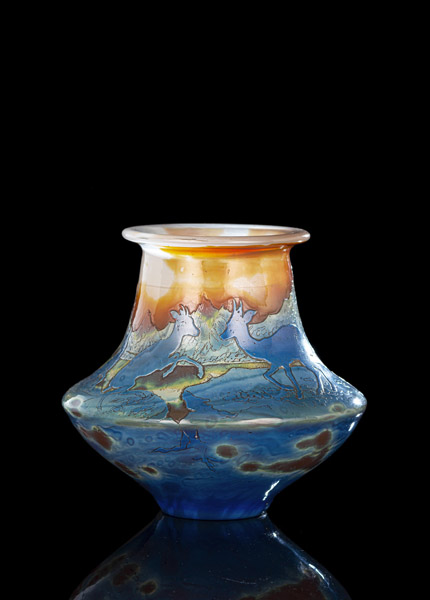 <b>A GALLE CAMEO GLASS GAME AND LANDSCAPE VASE</b>