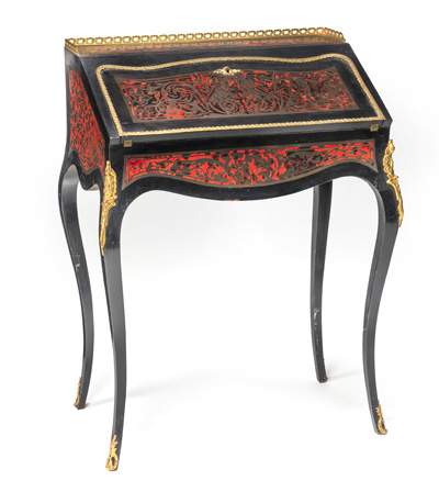 <b>A LOUIS-XV STYLE BRONZE MOUNTED AND BOULLE MARQUETRY BUREAU-DE-DAME</b>