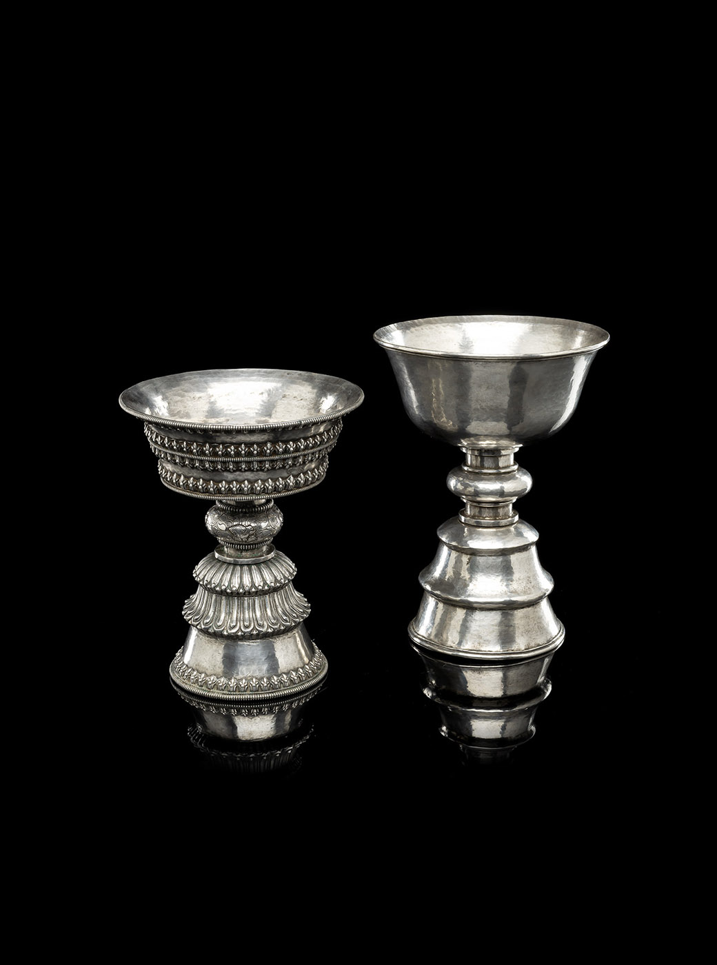 <b>TWO SILVER BUTTER LAMPS</b>