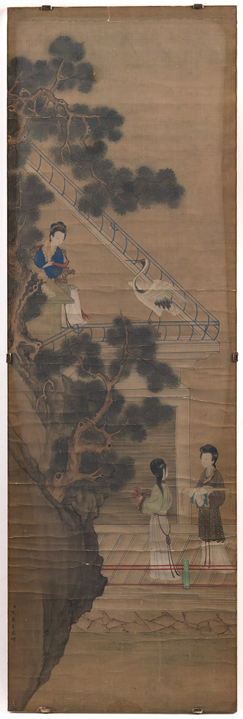<b>Im Stil von Jiao Bingzhen (aktiv ca. 1689-1726) - Elegante Damen beim Zeitvertreib im Garten</b>
