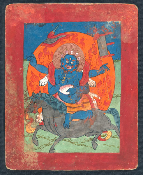 <b>Vajrapani, der chinesische General Guan Di und Begleiter, tantrische Gottheit auf Pferd und die fünf  Könige, Tsagli</b>