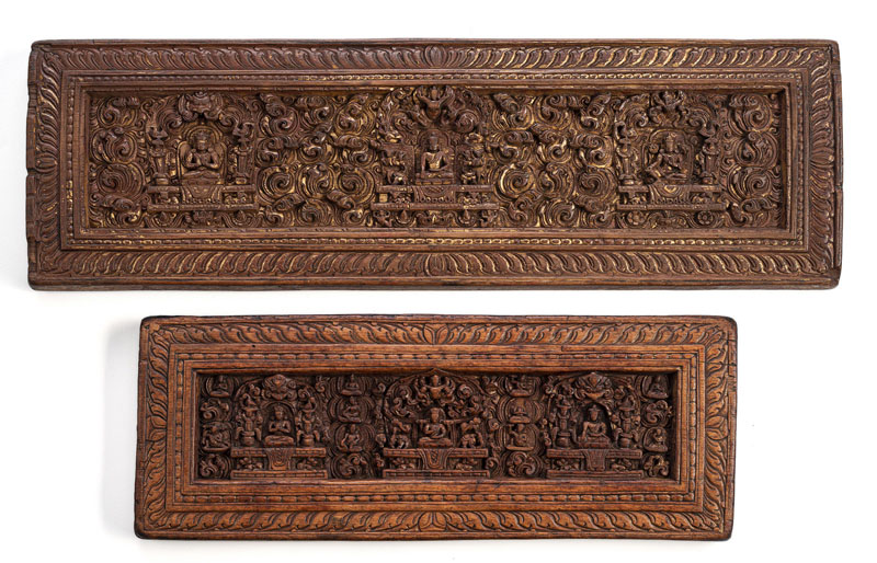 <b>TWO WOODEN BOOK COVERS, UPPER PLATES</b>