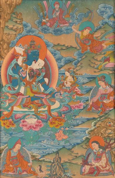 <b>Gruppe von neun Thangka mit Darstellungen des Buddha, Mahakala u. a.</b>